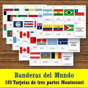 Banderas del mundo - Tarjetas Montessori